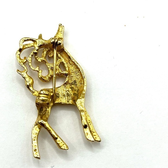 Vintage Christmas Brooch 5 Holly & Jingle Bells Santa Reindeer Tree Pin Lot - Picture 11 of 14